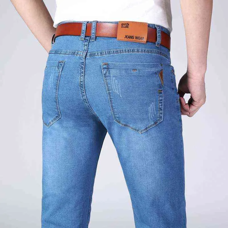 2021 printemps été hommes jean Stretch mince Denim bleu clair couleurs hommes droit Jean pantalon décontracté léger jean pantalon G0104