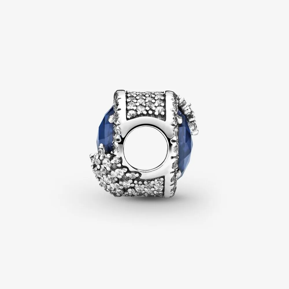 100% 925 Sterling Silver Blue Dazzling Snowflake Charm Fit Original European Charms Armband Bröllopsmycken Tillbehör202D