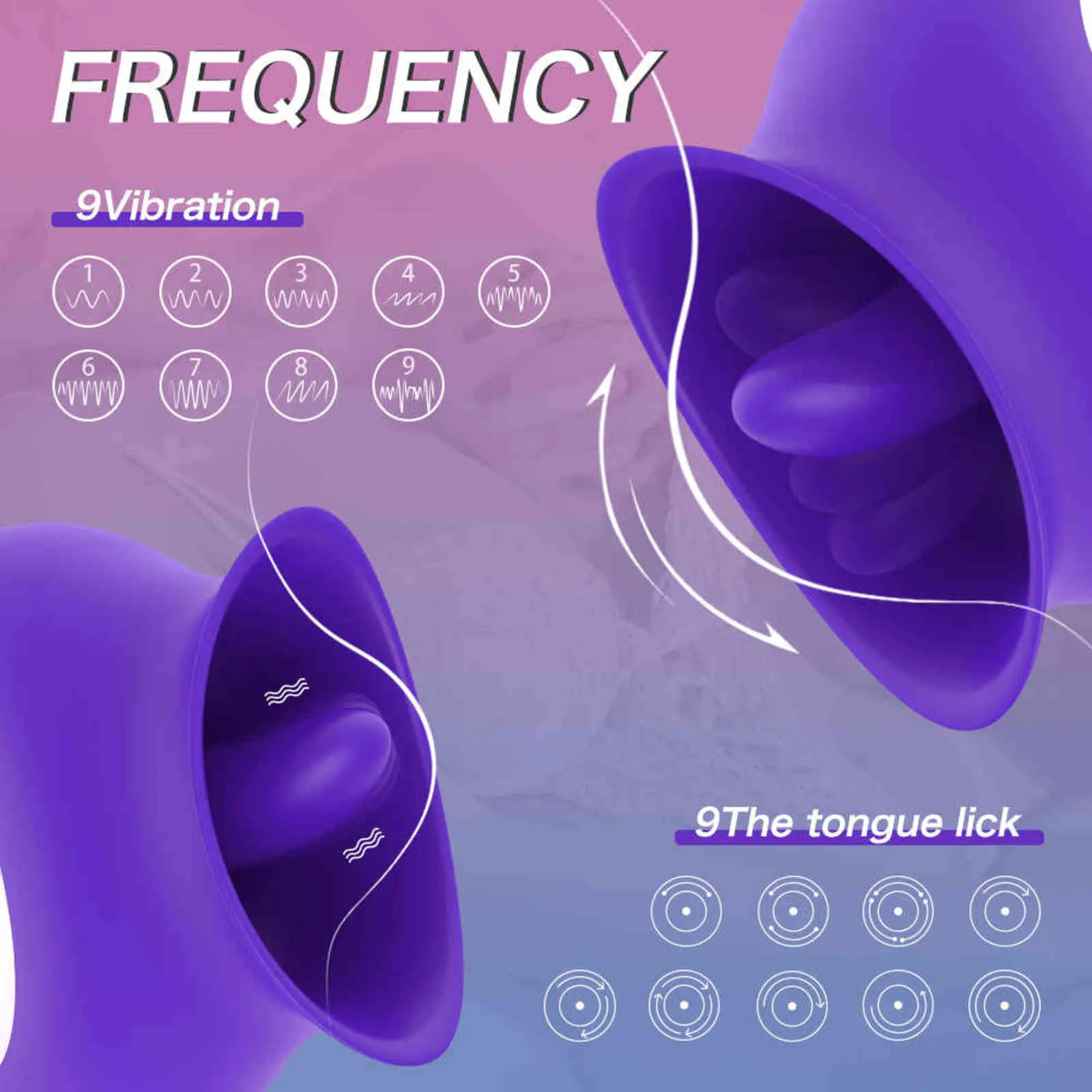 NXY Vibratoren, oraler Saugvibrator, 9 Geschwindigkeiten, Lecken, vibrierende Rose, Sexspielzeug für Frauen, Zunge, Brustwarze, Klitorisstimulator, weibliche Masturbation, 1119
