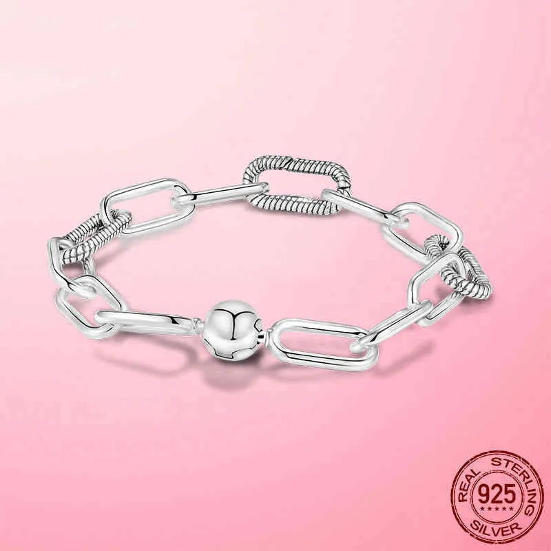 2021 Hot Fashion 925 Sterling Sier Original Me Armband Fit Märke ME Charm Pärlor Fashion DIY Smycken För Kvinnor Present