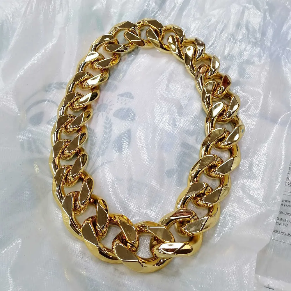 FishSheep – collier Hip Hop couleur or pour hommes, grande chaîne épaisse en acrylique, Punk surdimensionné, grande chaîne à maillons en plastique, bijoux pour hommes 240T