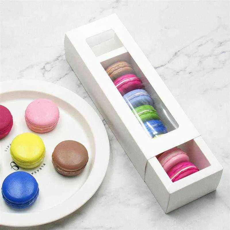 Boîtes à macarons en PVC avec fenêtre transparente, boîte d'emballage en papier, conteneurs à biscuits pour magasin de desserts à domicile H1231 10 pièces