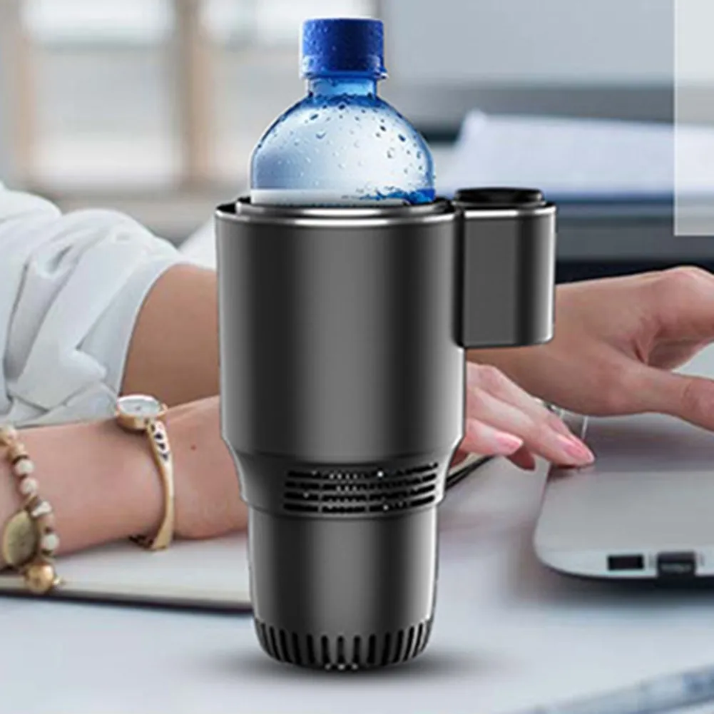 2 in 1 DC 12V Cooling Heating Portable Drinks Beverage Cans Holder Smart Cup Mug Warmer Cooler Car Refrigerator