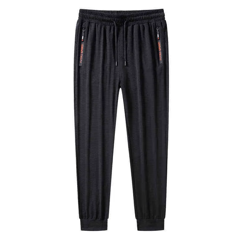 Plus la taille 9XL 8XL 7XL Summer Pantalon de survêtement respirant Hommes Cool Quick Dry Pantalon de soie de glace de haute qualité Pantalon surdimensionné mâle 211112