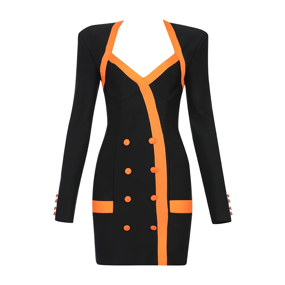 Bandage Dress Elegant est Fashion Blazer Femmes Boutons Party Club Sexy Ladies Clothing 210515