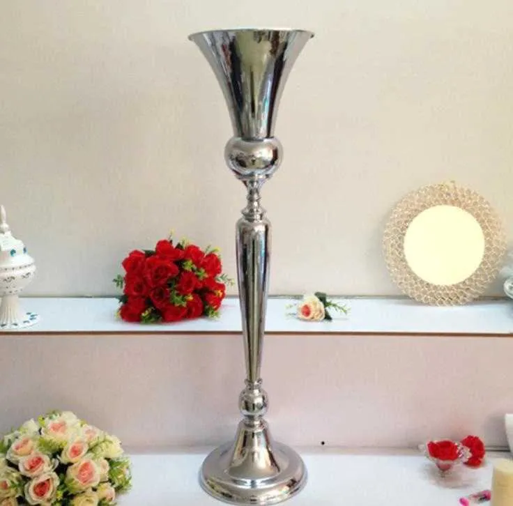 98cm lång vintage blomma vase pot party dekoration metall trumpet bröllop äktenskap ceremoni jubileumscentrum centerpiece dekor