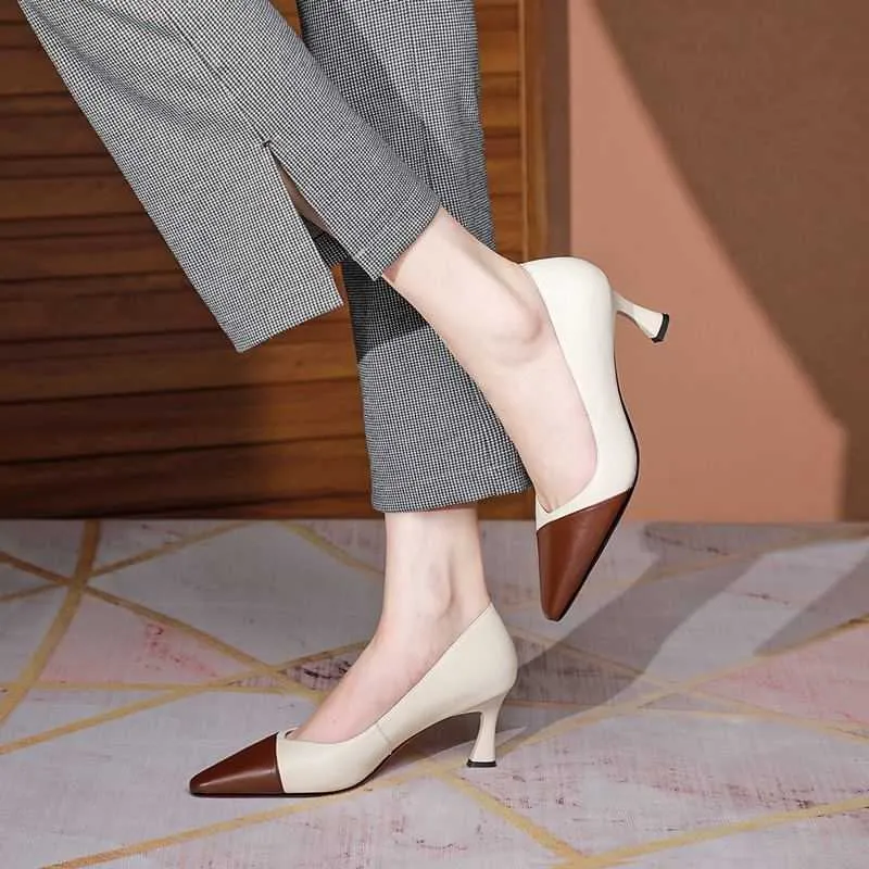 ALLBITEFO taglia 34-i misti vera pelle genuina tacchi alti a spillo moda primavera donne sexy scarpe con tacco scarpe tacco alto 210611