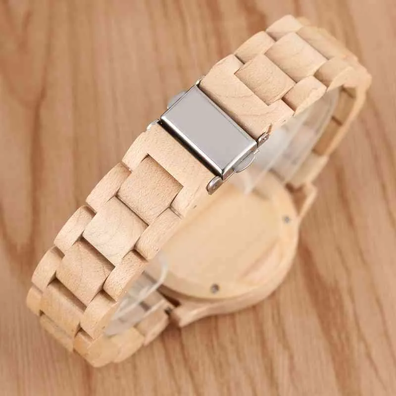 Natural All Bamboo Zegar Drewniany Kobiety Zegarki Top Marka Luksusowe Kwarc Damski Dress Watch Drewniana Karlba Dla Prezentów Horloges Vrouwen