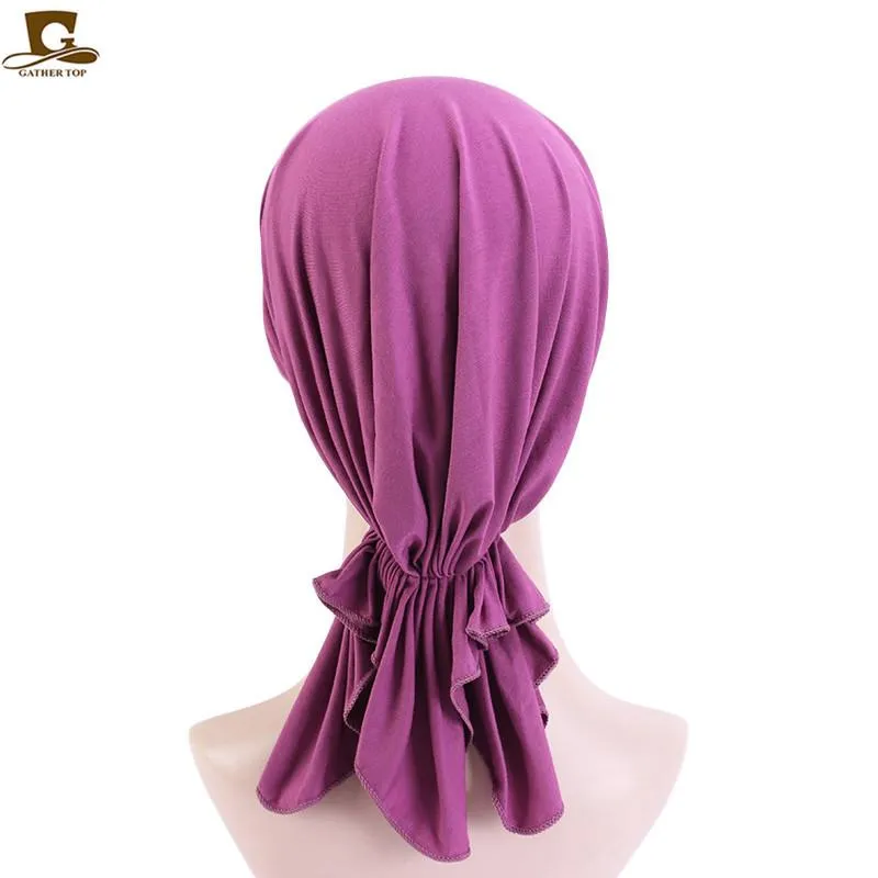 Beanie Skull Caps Musulmano Bambù Cotone Sciarpa pre-legata Chemio Cofano Donna Turbante Cappello Copricapo Foulard Wrap Cancro Bandane Capelli A302j