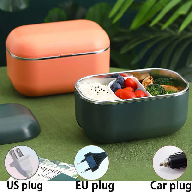 12V 110 V 220 V Draagbare Elektrische Verwarming Lunchbox Home Auto Truck Kantoor Rijst Box Voedsel Warmer Verwarming Rijst Container Lunchbox 210925