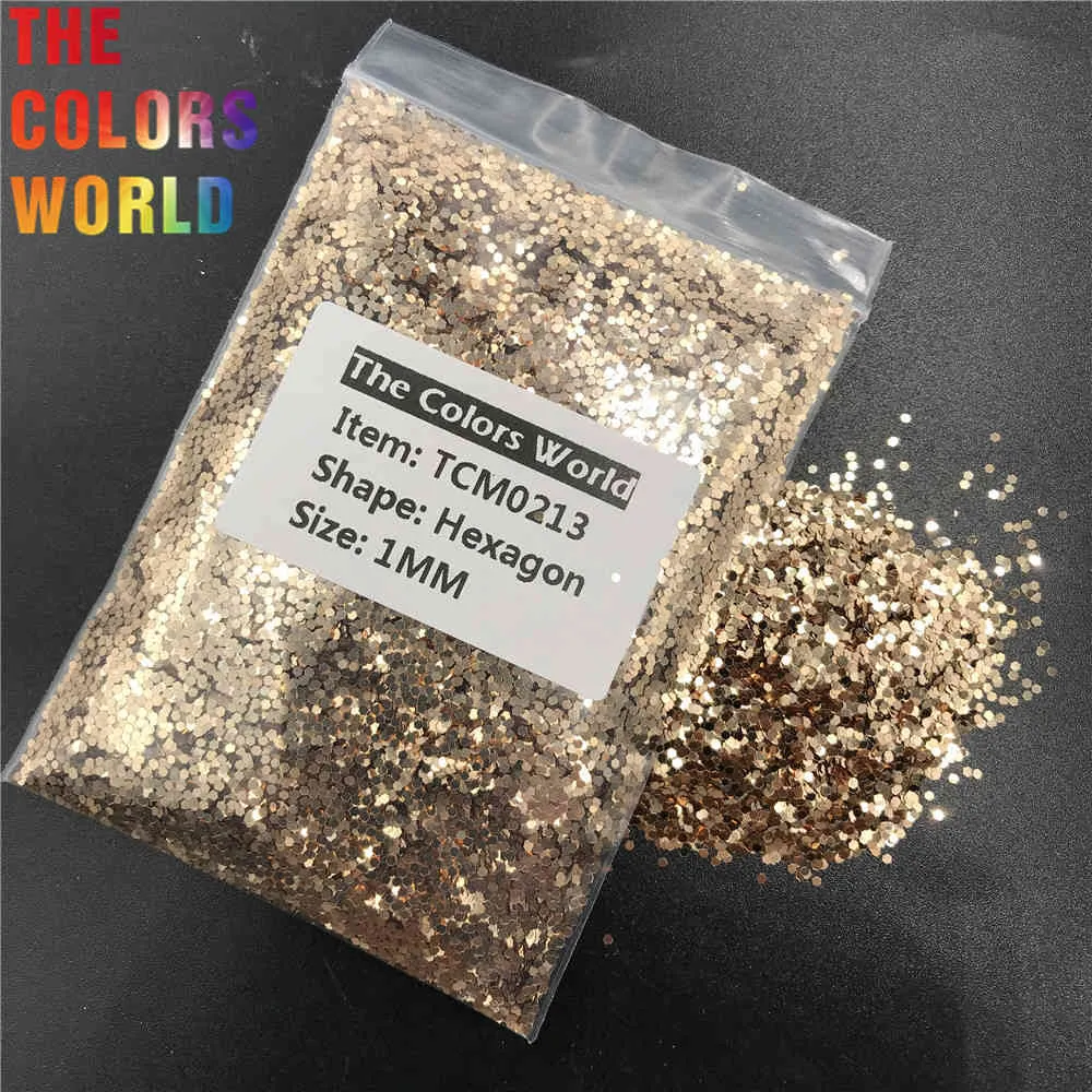 TCM0213 Sand Guldfärg Metallisk Luster Hexagon Shape Nail Art Decoration Makeup Body Glitter Handwork DIY