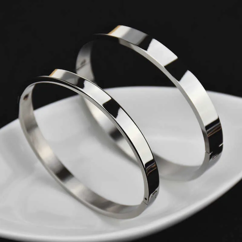 Bracelet manchette vierge en acier inoxydable Bracelet noir or femmes hommes 4mm 6mm 8mm ovale minimaliste bijoux amoureux Couple cadeaux poli Q4885218