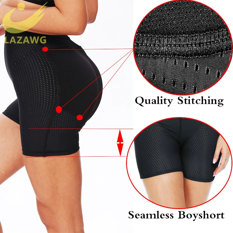 Lazawg Butt Lifter Enhancer Shapewear Panties Padded Butt Hip Enhancer Shaper Trosor Underkläder Lår Slimmer Shorts Seamless 220307