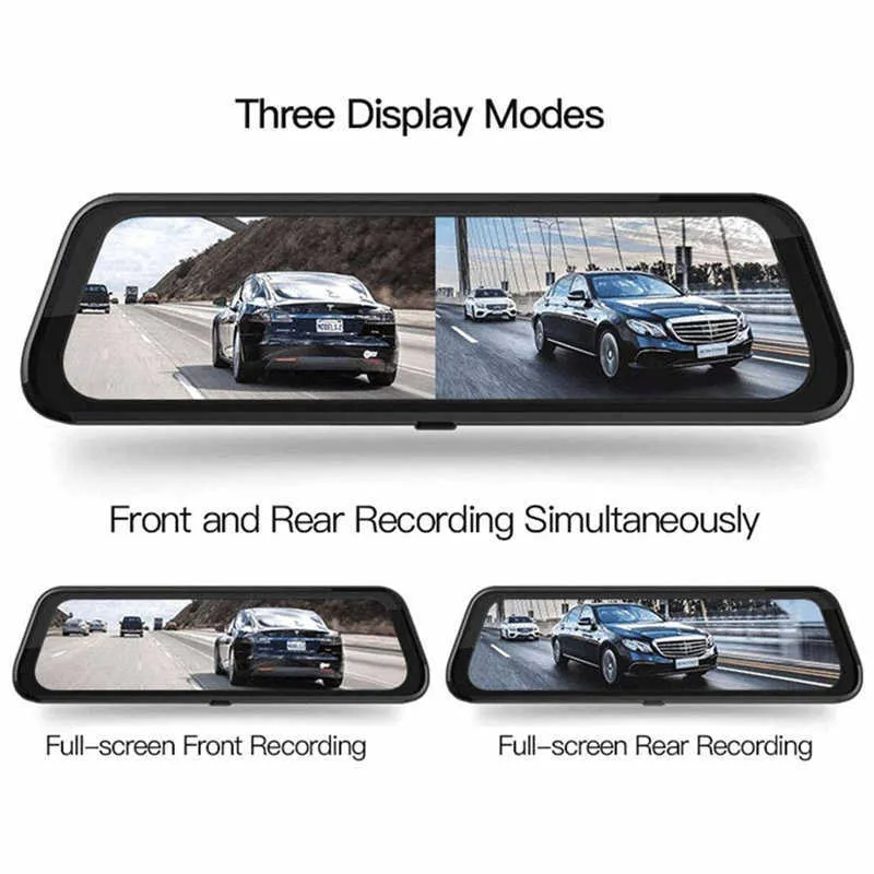 10Quotips Screen Car DVR Mirror Dash Camera Dash Cam Dual Lens Car Camera Full HD Drive Recorder Stream bakre spegel Ny Arri6152857