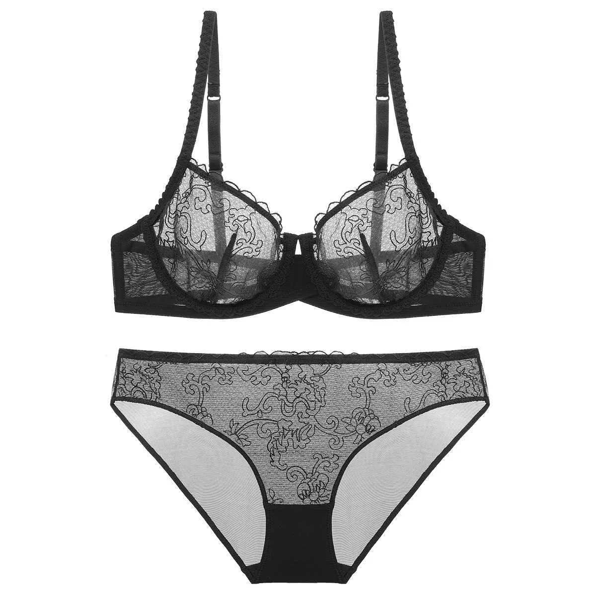 مجموعة مثيرة Shuchan Ultrathin Lingerie Set بالإضافة إلى حجم حمالات B C C Cup Sexy Lace Bra Set Women Women Intraprent Women Intelder Temproidery 1709 L2403