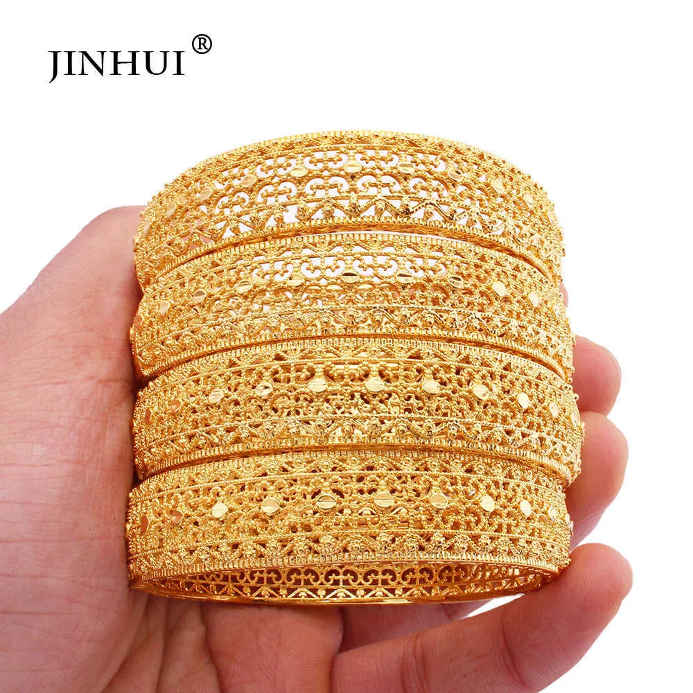 African Wholesale 24k Gold Plated Can Open Bangles Jewelry Jewellery Dubai Indian Bracelet Wedding Gifts for Women Bracelets Q0717