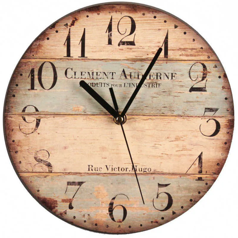 Wall Wooden Clocks Brief Design Silent Home Cafe Office Decor for Kitchen Art Large Gifg 210724