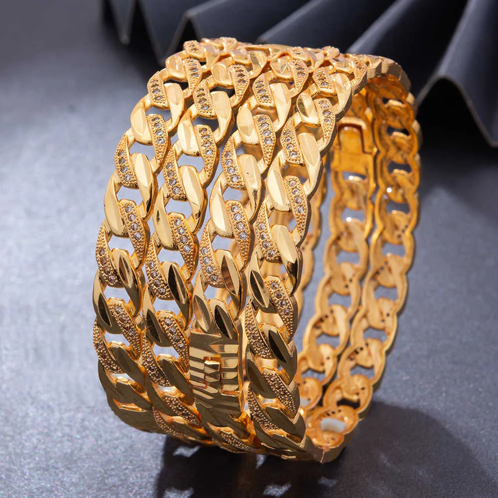 / mycket ren guldfärg armband för kvinnor 24k plätering mikro-inlaid zircon armband mode guld armband kvinnor / flickor Bangles Q0720