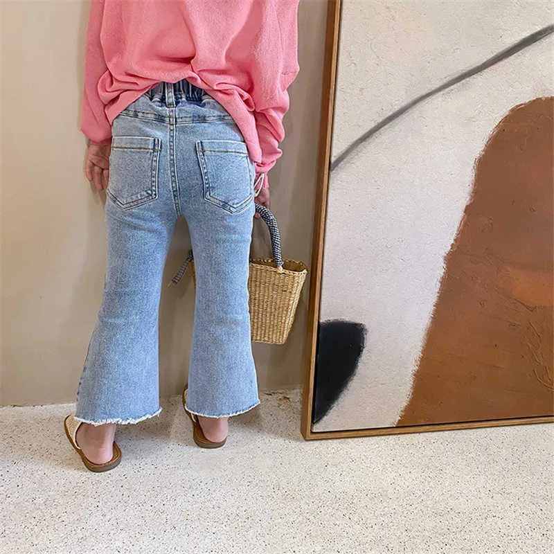 Girls Summer Silm Thin Denim Flared Pants 1-7 Years Korean style Kids Fashion Casual Jeans 210615