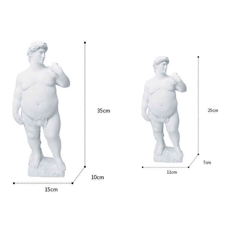 Creative Fat David Portrait Sculpture Resin Craft Decoration Human body Statue Home Desktop Ornaments Garden Art 2201172575