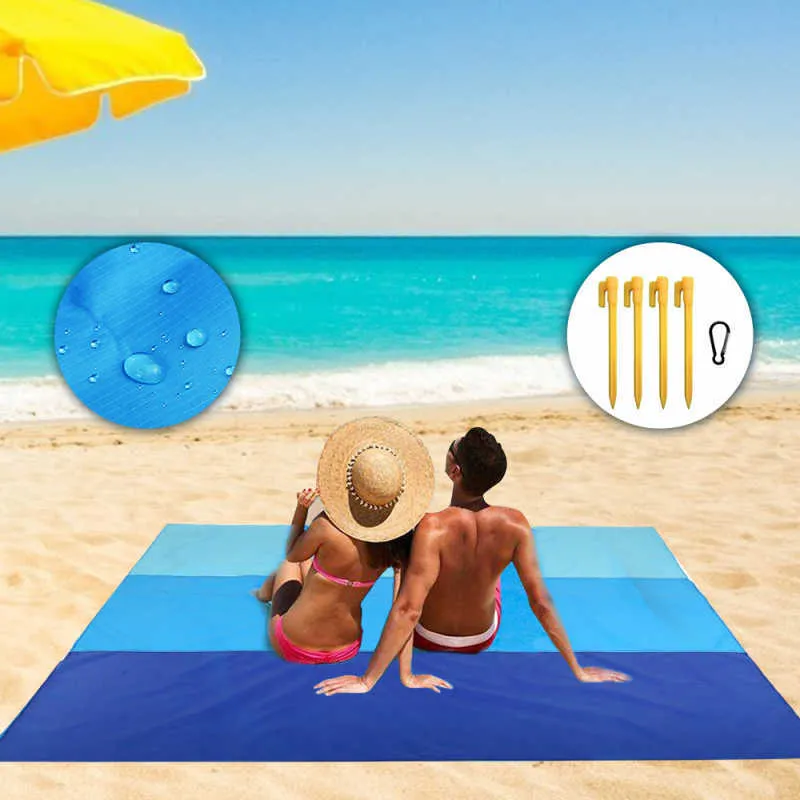 Outdoor Waterproof Magic Beach Mat Travel Magic Sand Mat Beach Towel Picnic Camping Mattress Folding Blanket Sandless Beach Mat Y0706