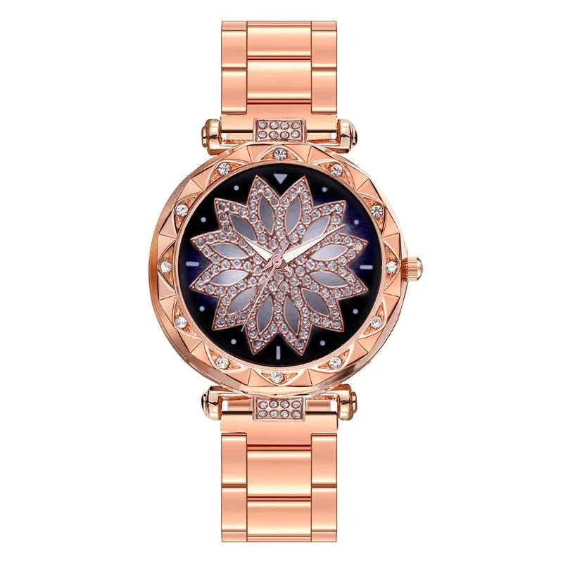 Kvinnor rostfritt stål rhinestone titta på silver armband kvarts liv vattentät dam affärsanalog klockor rosa blå urtavla 533 wris279m