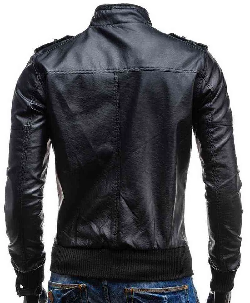 ZOGAA Mäns PU Jacka Motorcykel Coat Höst Vårkläder Man Casual Kläder Solid Business Coats Män Brun Läder Jackor 211111