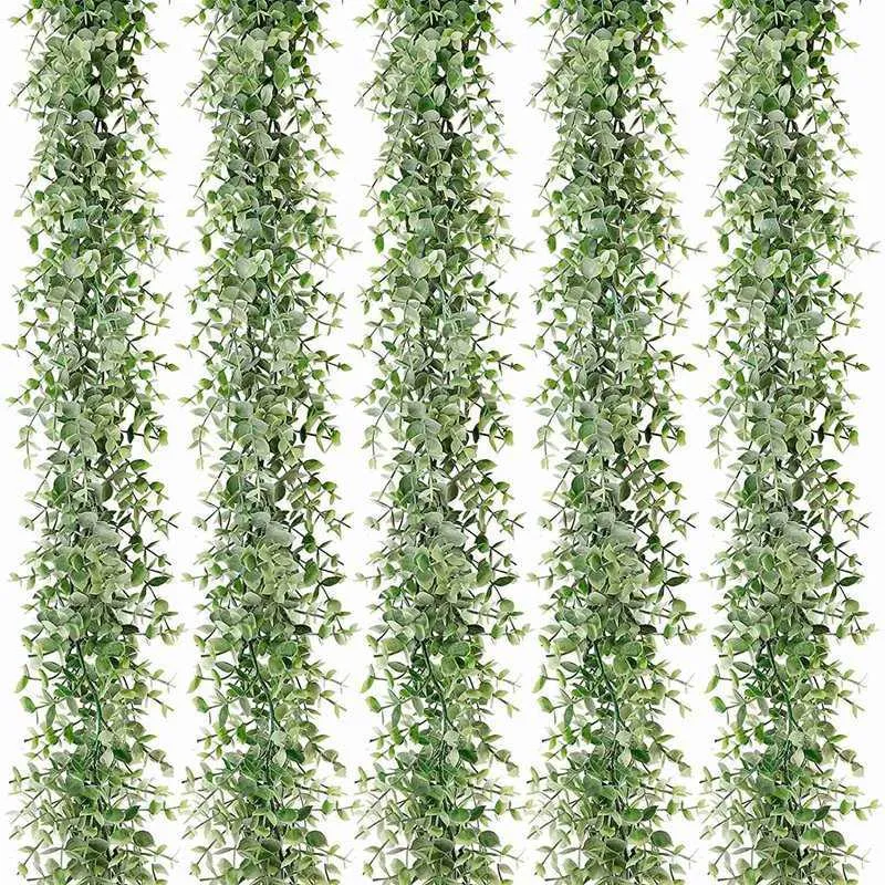 1 confezione di ghirlande di eucalipto artificiale finto verde viti finte piante sospese tavolo da matrimonio sfondo arco Y0901