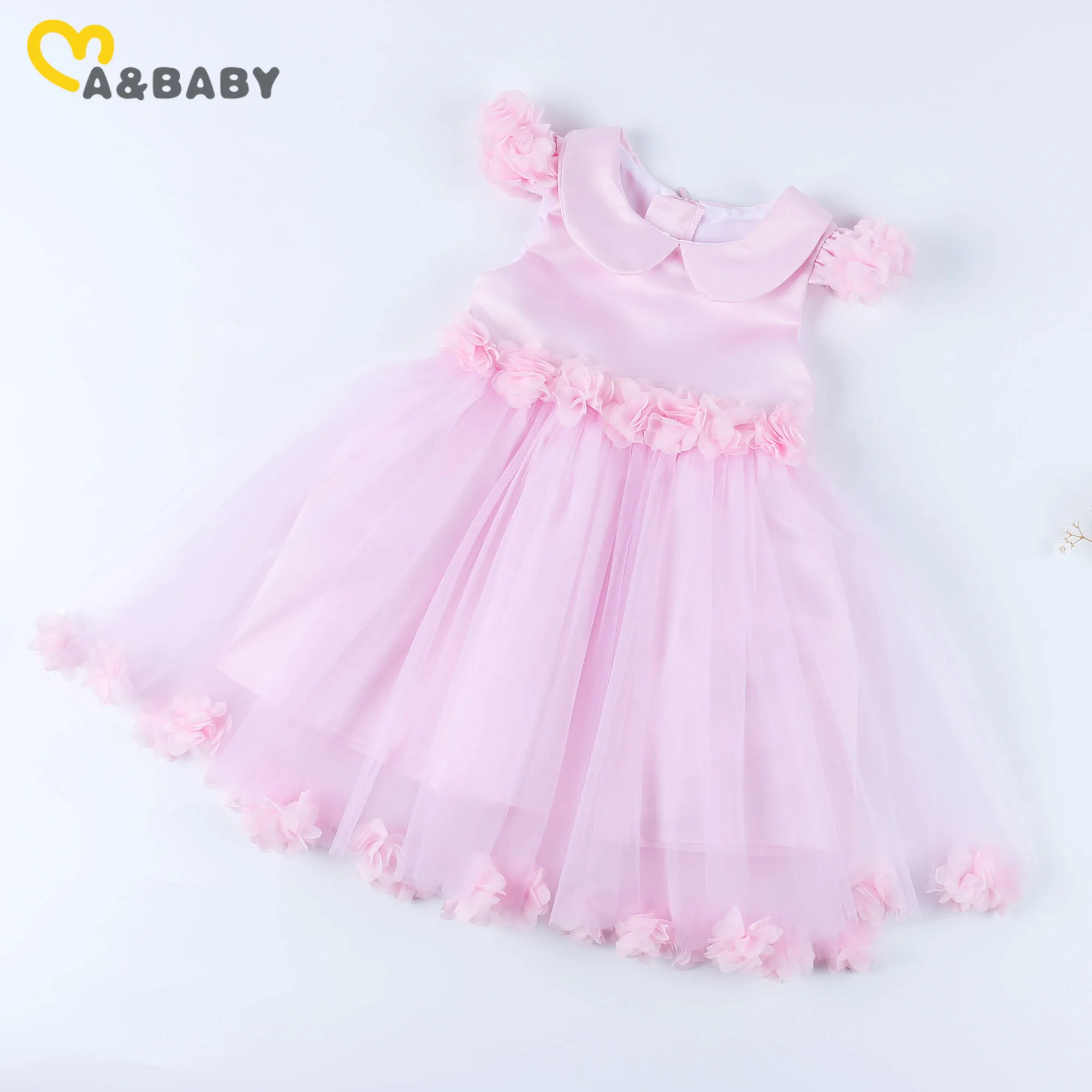 6M-6Y enfant bébé filles fleur robe de mariée col claudine Tutu robes pour fête d'anniversaire fête des enfants cadeau 210515