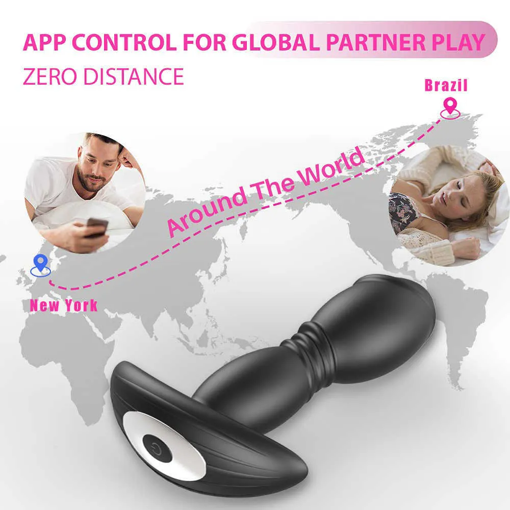 Bluetooth itici yapay penis vibratör büyük popo fiş anal uygulama kontrol erkek prostat masaj anus seks oyuncak s erkekler için 2106233174163