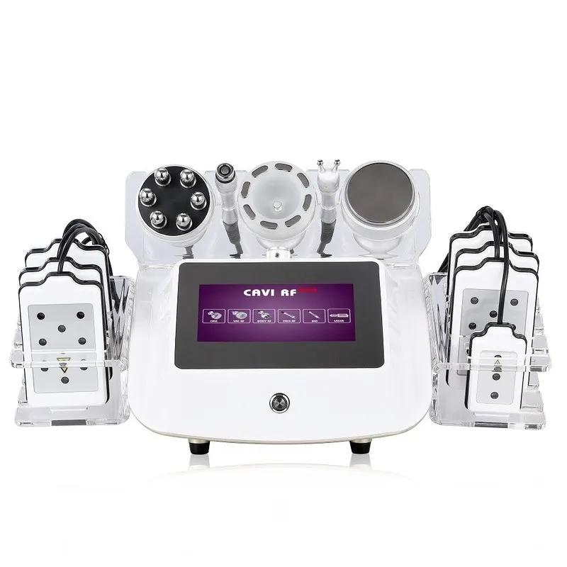 Salon veya ev kullanımı 6 in 1 Kavitasyon RF 5 mw Lipo Lazer Vakum Radyo Frekans Yüz Kaldırma Vücut Yüz Şekillendirici Göz Bio Güzellik Ekipmanları Makinesi CE