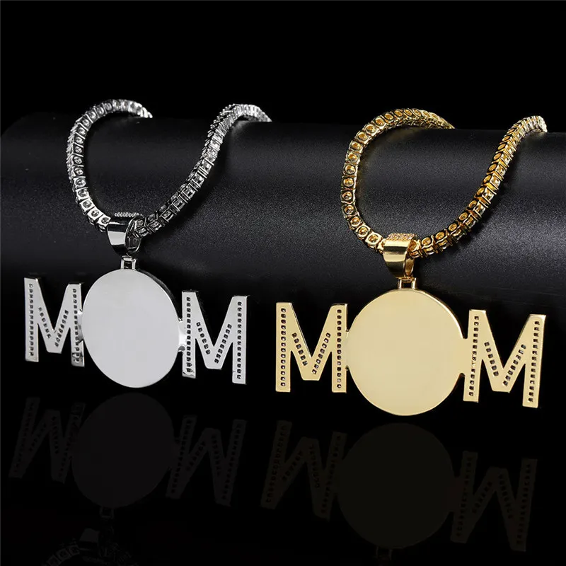 Regalo la festa della mamma Mom Custom PO Memoria collana Pendant Gold Silver placcato con corda Tennis Chain216f