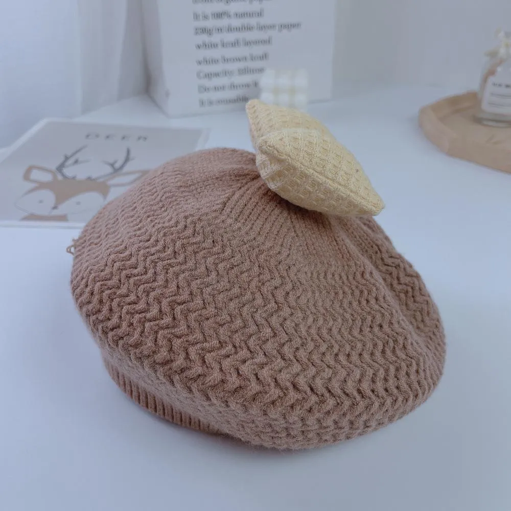 Herfst Winter Baby Kids Gebreide Hoed Beret Caps Mutsen Bowknot Snoep Kleur Meisjes Kinderen Gebreide GLB Warme Hoeden