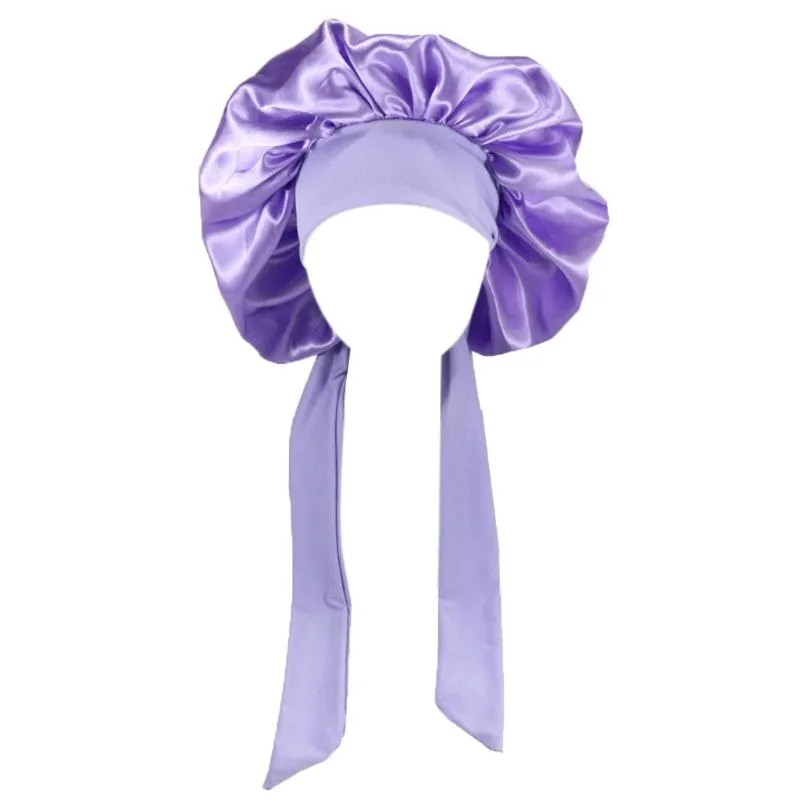 Bonnet de douche en soie douce pour femmes, Bonnet de douche à haute élasticité pour soins des cheveux longs, couvre-chef confortable en Satin, accessoires 50PF Beani305O