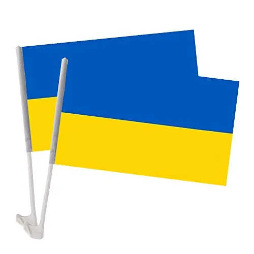 Drapeau de fenêtre de voiture d'amitié de l'Amérique de l'Ukraine avec mât de drapeau Couleurs vives et décoration intérieure extérieure résistante à la décoloration Drapeau de fenêtre de voiture-A