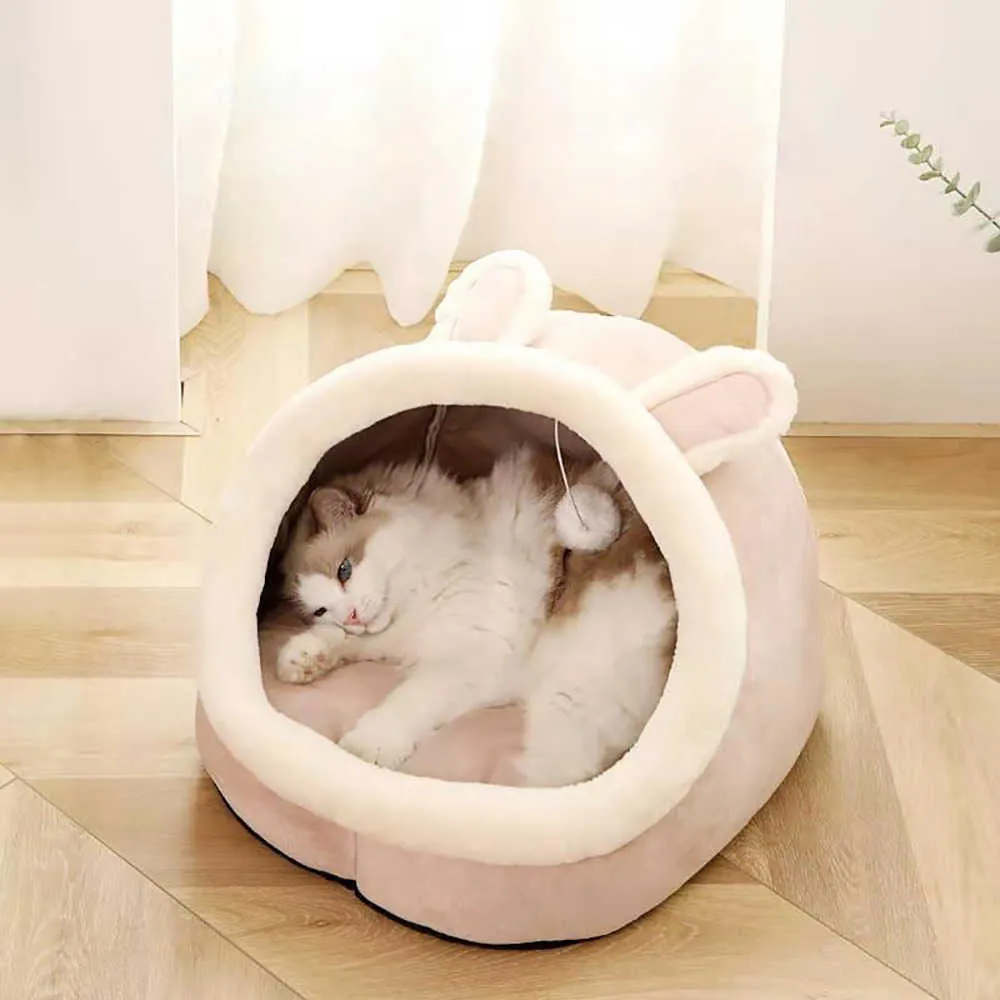 Stile Pet Dog Cat Bed Rotondo Peluche Cat Letto caldo Comodo tappetino animali Cestino cani di piccola taglia Tenda cani Accogliente Letti caverne Coperta 210713