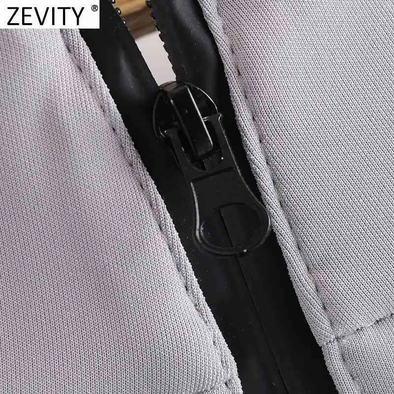 Zevity New Womenファッションソリッドカラーバックジッパーカジュアルルース非対称スウェットシャツ女性ベーシックシックブランドプルオーバートップH518 210419
