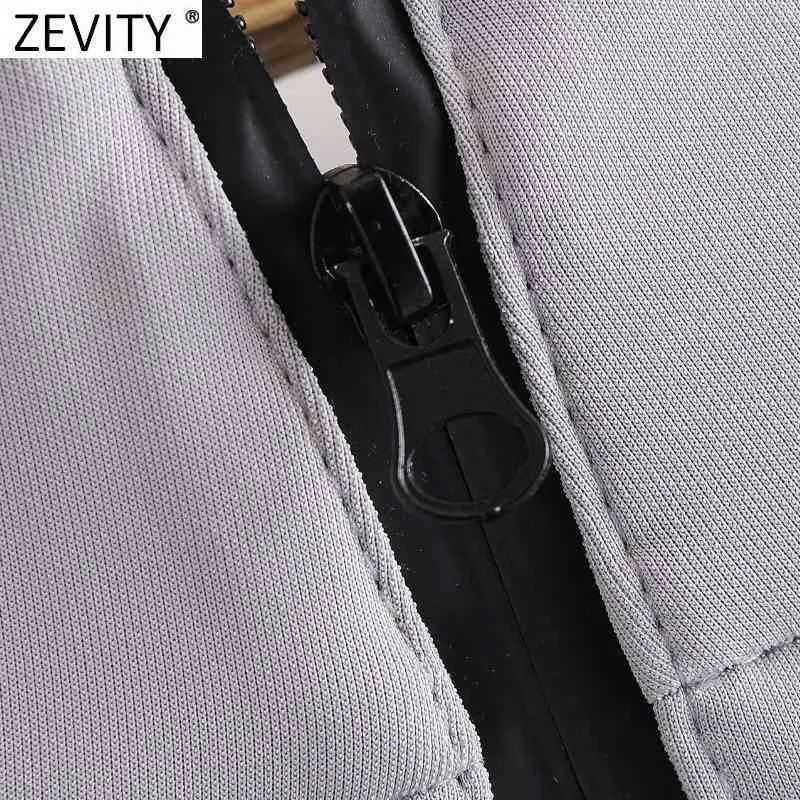 Zevity Nouvelles Femmes De Mode Solide Couleur Retour Zipper Casual Lâche Asymétrique Sweats Femme Basique Chic Marque Pulls Tops H518 210419