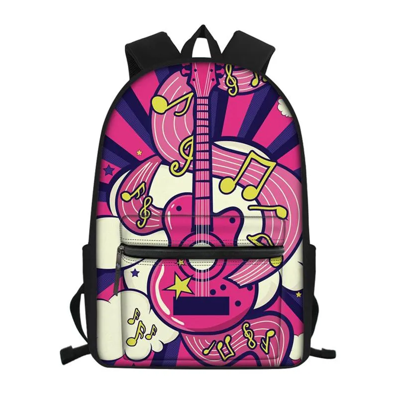 Personnalisé guitare imprimé enfants sacs d'école filles garçon sacs à dos adolescents étudiants livre sac personnalisé femmes voyage Backpack332O