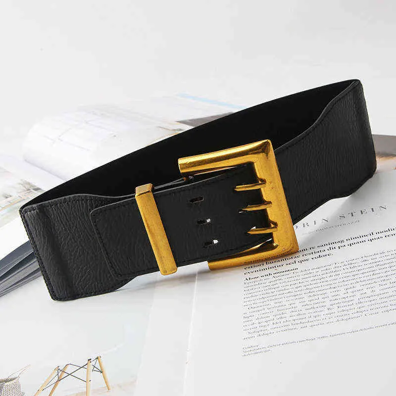 Nouveau rétro élastique large ceinture or boucle dames mode costume manteau ceinture taille ceintures pour femmes robe de luxe accessoires ceinture G220301
