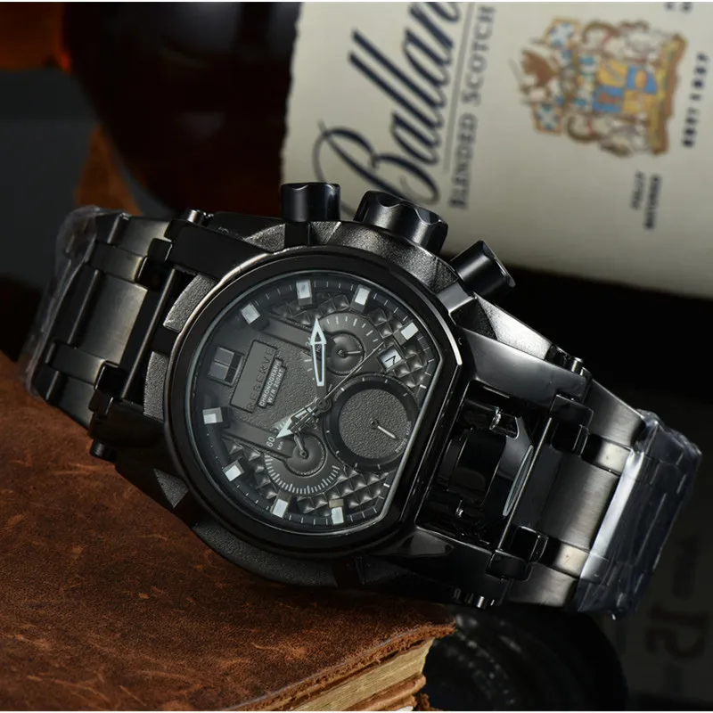 Непобедимые часы Reserve Bolt Zeus Мужские кварцевые часы 52 мм с хронографом Invincible Роскошные часы Invicto Reloj De Hombre For193R