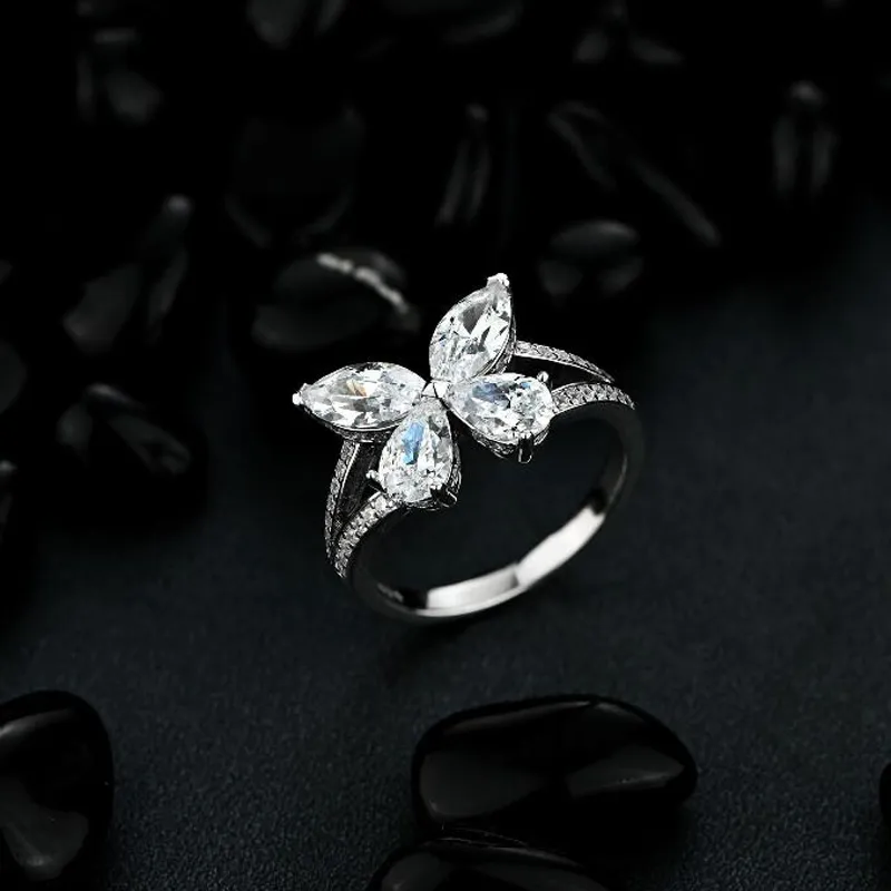 Oevas 100% 925 Sterling Silver Sparkling High Carbon Diamond Wedding Ring för Kvinnor Party Fine Jewely Anniversary Gift
