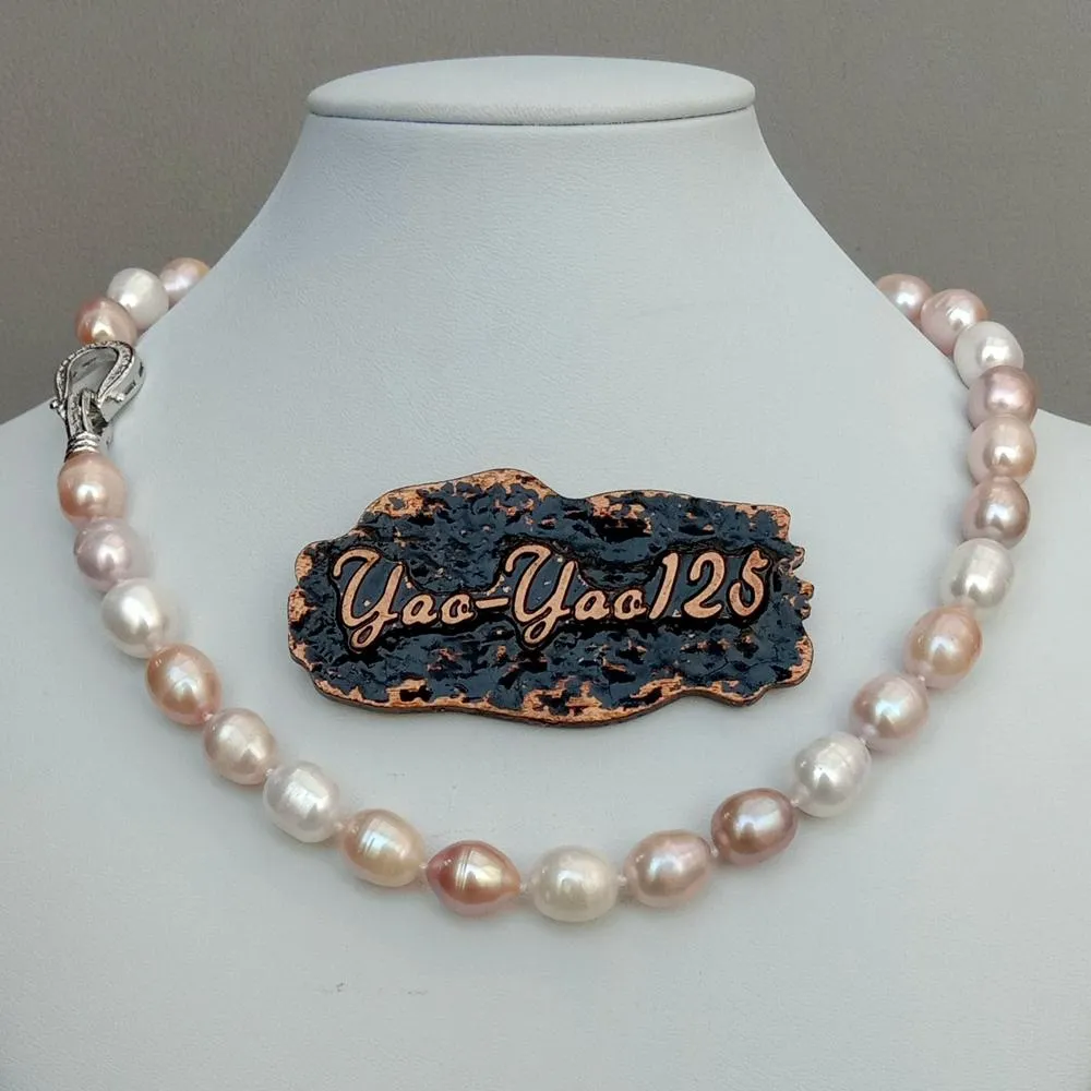 YYGEM collana girocollo di perle d'acqua dolce naturale rosa viola riso bianco cz chiusura pavimentata gioielli da donna