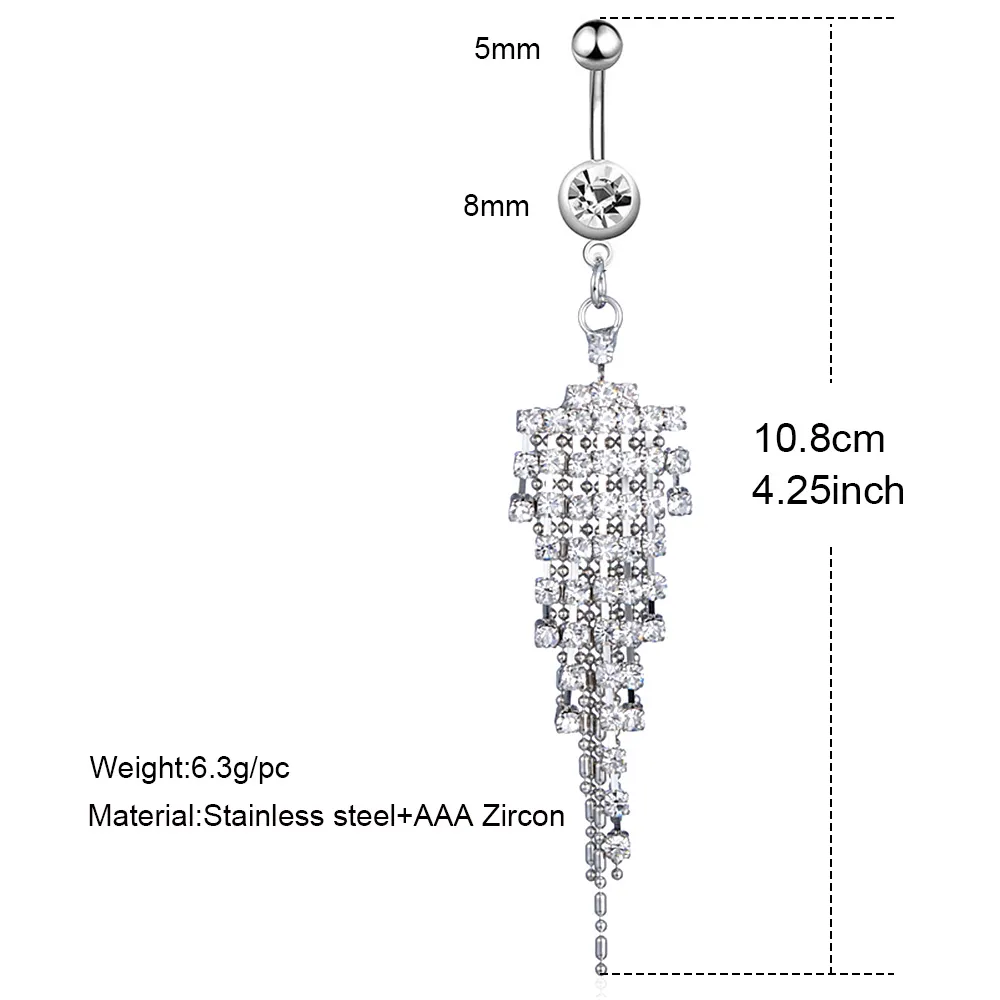 Novo Cristal Borla Dangle Navocêncio Botão Anel Dangle Body Piercing Nombril Ombligo Mulheres Corpo Jóias