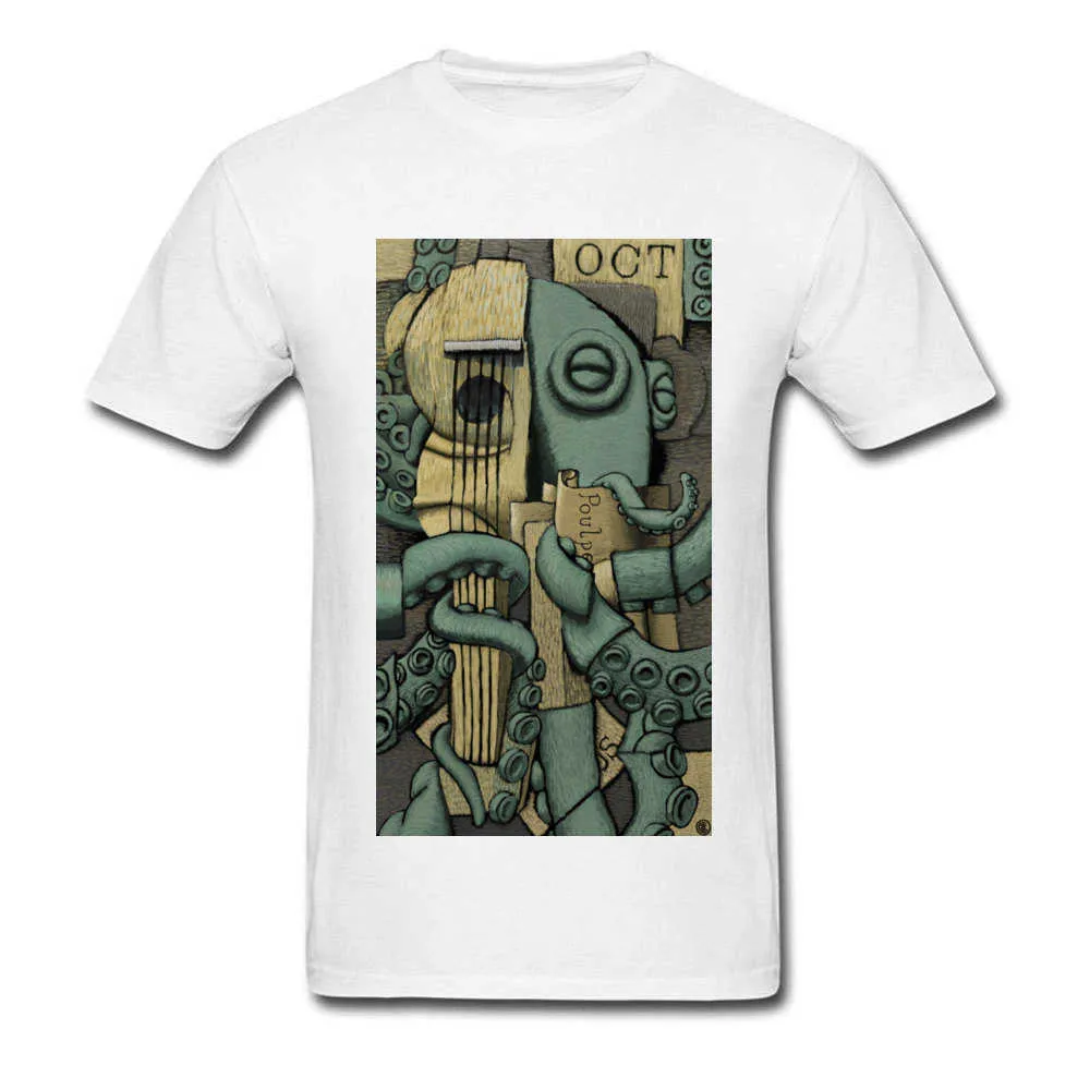 Georges Braquetopus Tops T Shirt Retro O-Neck Print Short Sleeve Pure Cotton Men