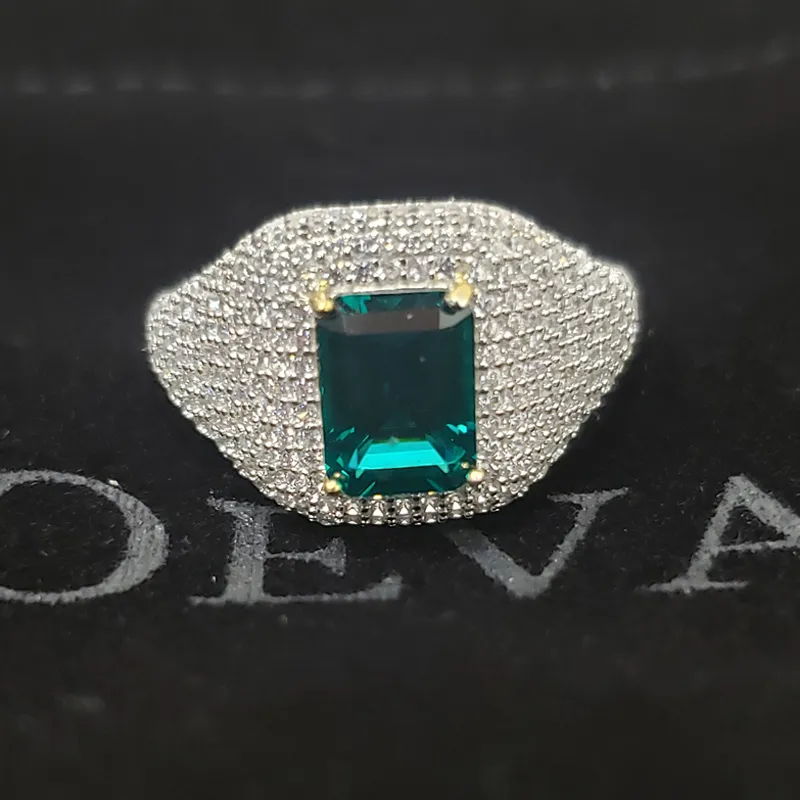 イエバ100％925スターリングシルバーの結婚指輪女性の高カーボンダイヤモンドエメラルドエンゲージメントパーティーファインジュエリーギフト卸売