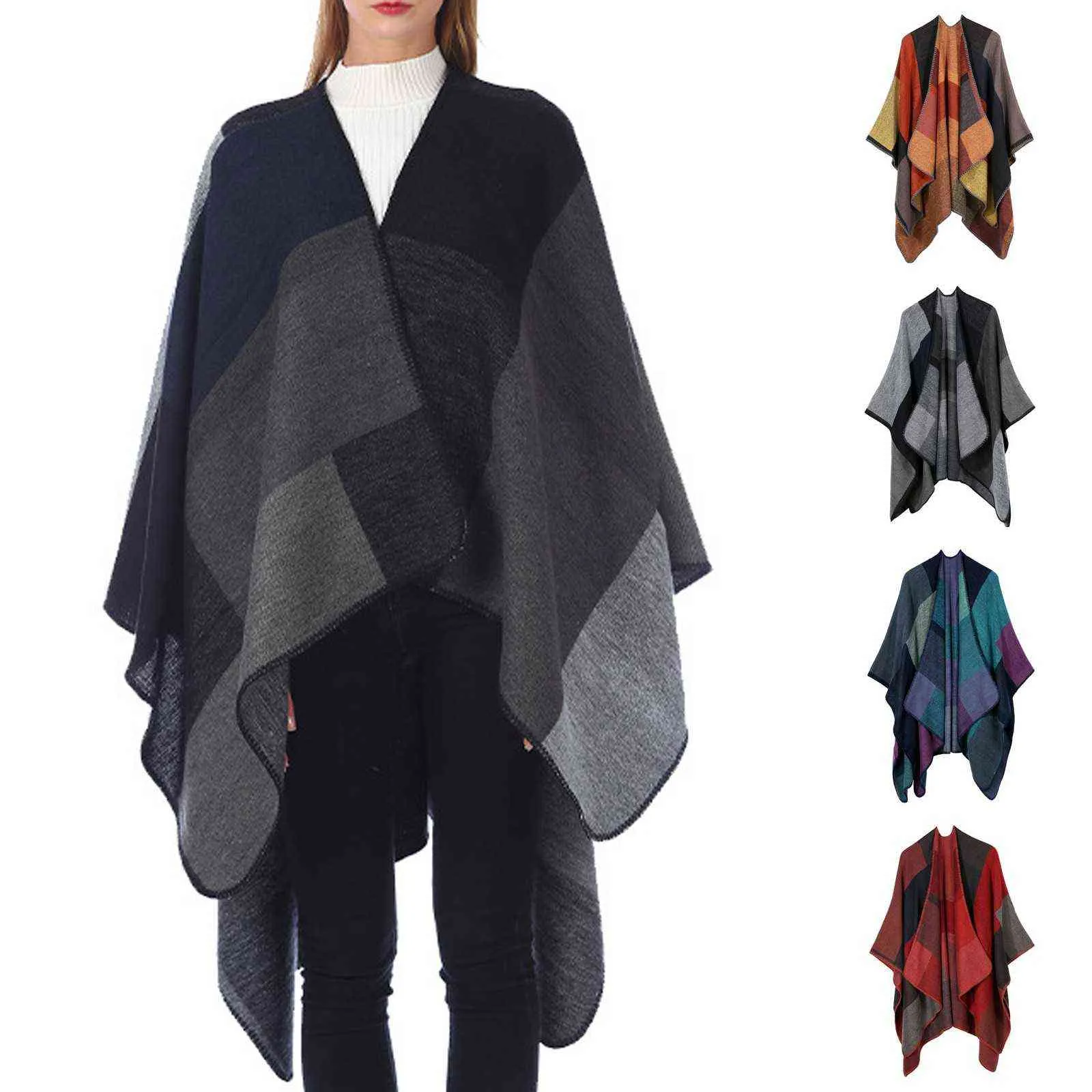 Moda Kadınlar Kış Sonbahar Örme Kaşmir Panço Pelerin Şal Wrap Hırka Kazak Ceket Zarif Eşarp Pelerin Sıcak Palto # G3 Y1122
