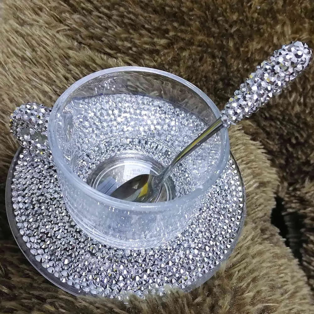 Bling fait à la main mousseux café cristal strass gobelet tasse cadeaux après-midi thé 190 ml verre