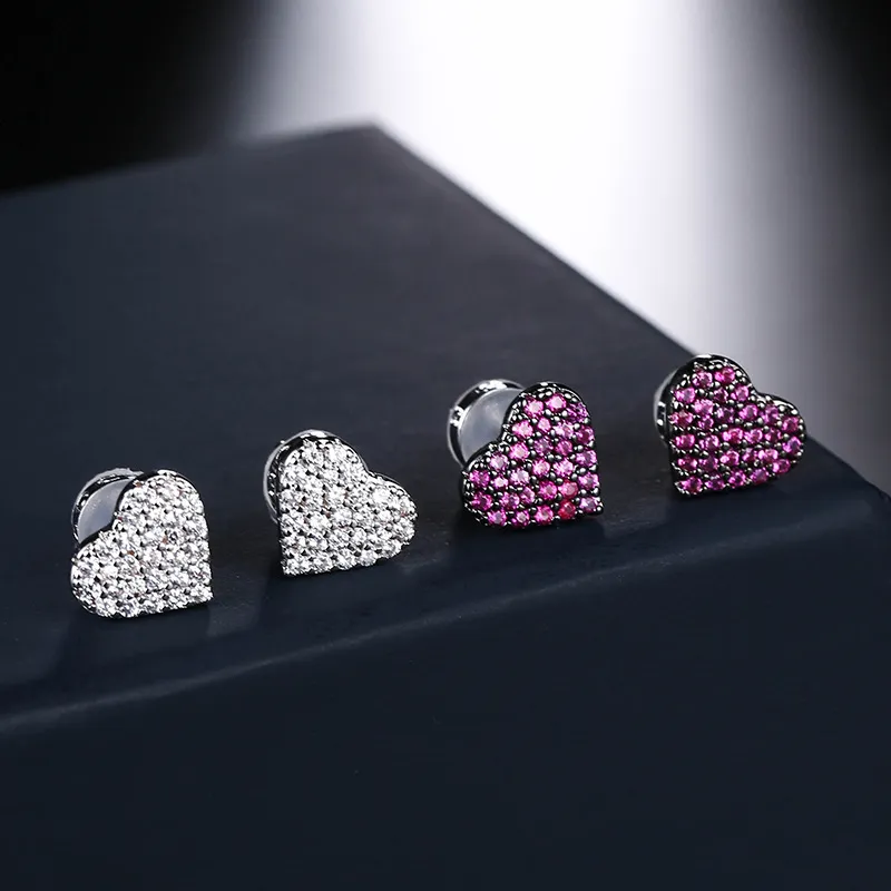 UMGODLY Luxury Brand Full Micro Cubic Zirconia Heart Shape Stud Earrings Women Fashion Yao Chen Collection Jewelry