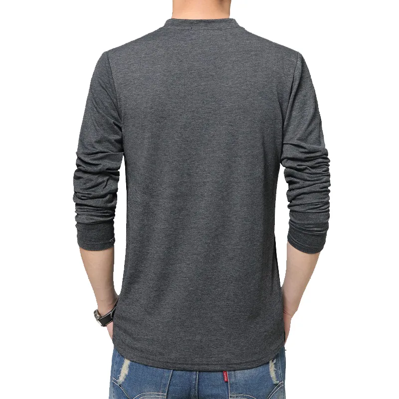 BROWON Marke Herbst Herren T Shirts Mode Streetwear Langarm V-ausschnitt Farbe Patchwork Baumwolle Hemd Männer 220312